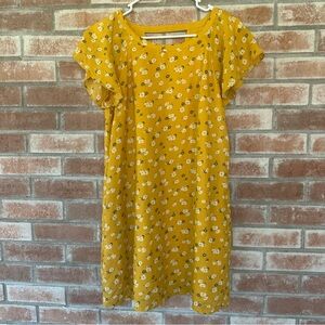 Abercrombie Fitch Flutter Sleeve Shift Dress Women’s Small S Yellow Ditsy Floral